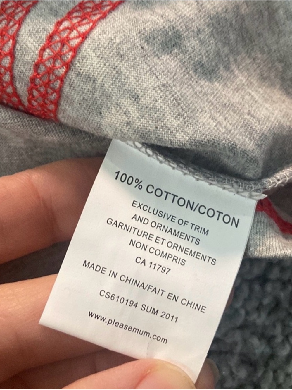 Please Mum Gray Tank Top with Red Trim - Kids